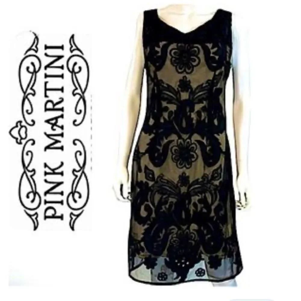 Pink Martini Black Lace Overlay Dress NWT
